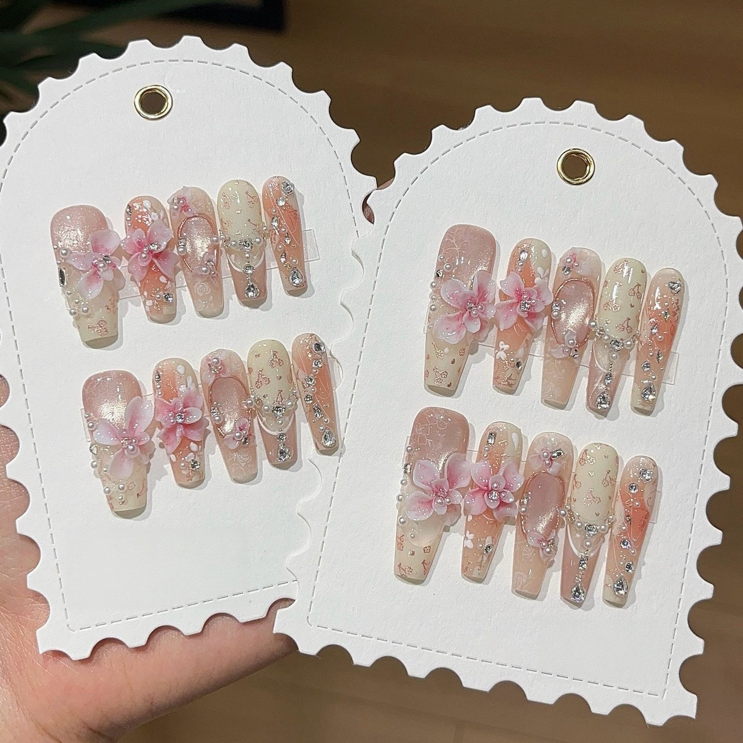 Dream Garden | 3D Floral Rhinestone Press-On Nails