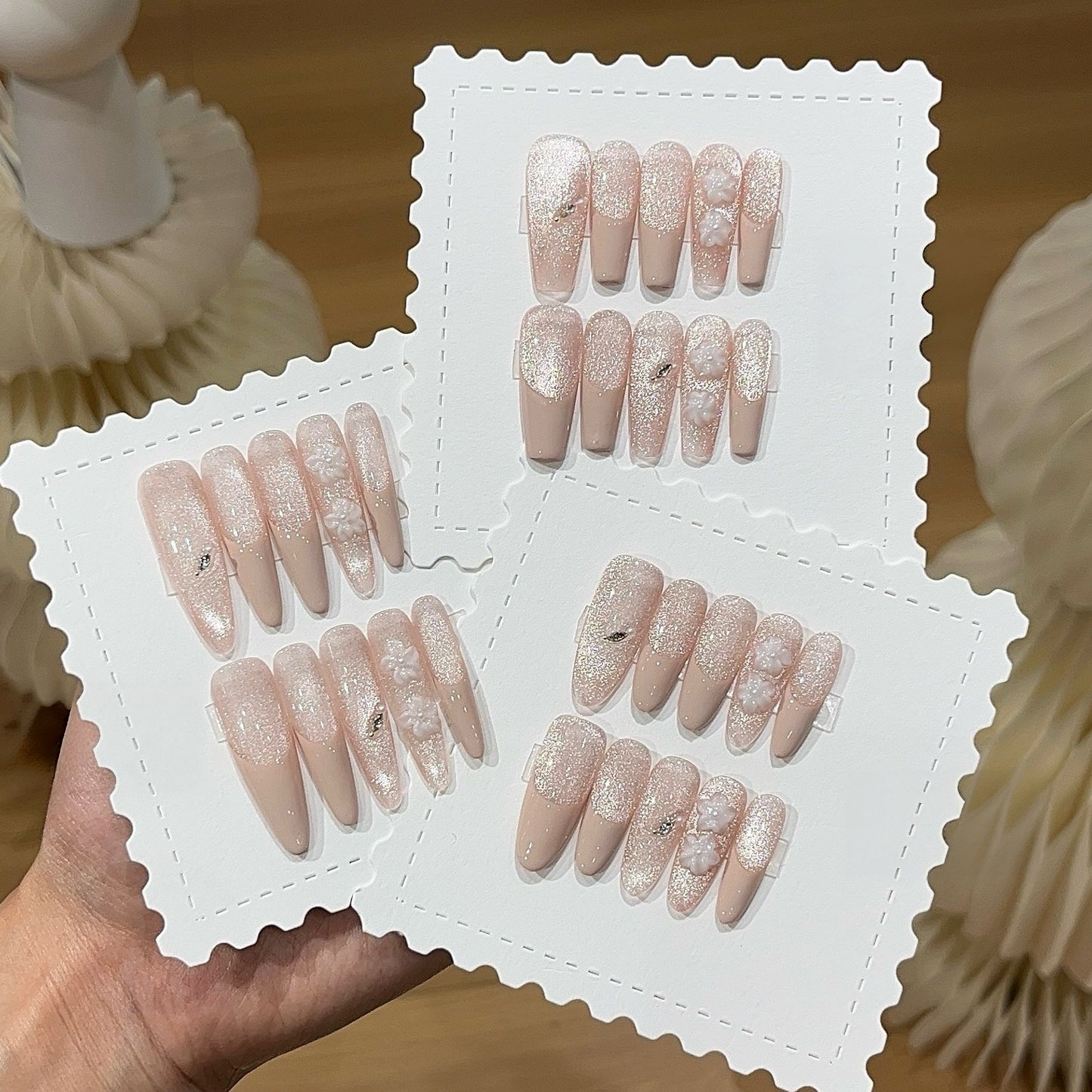 Creamy French | Nude Pink Shimmer Press-On Nails