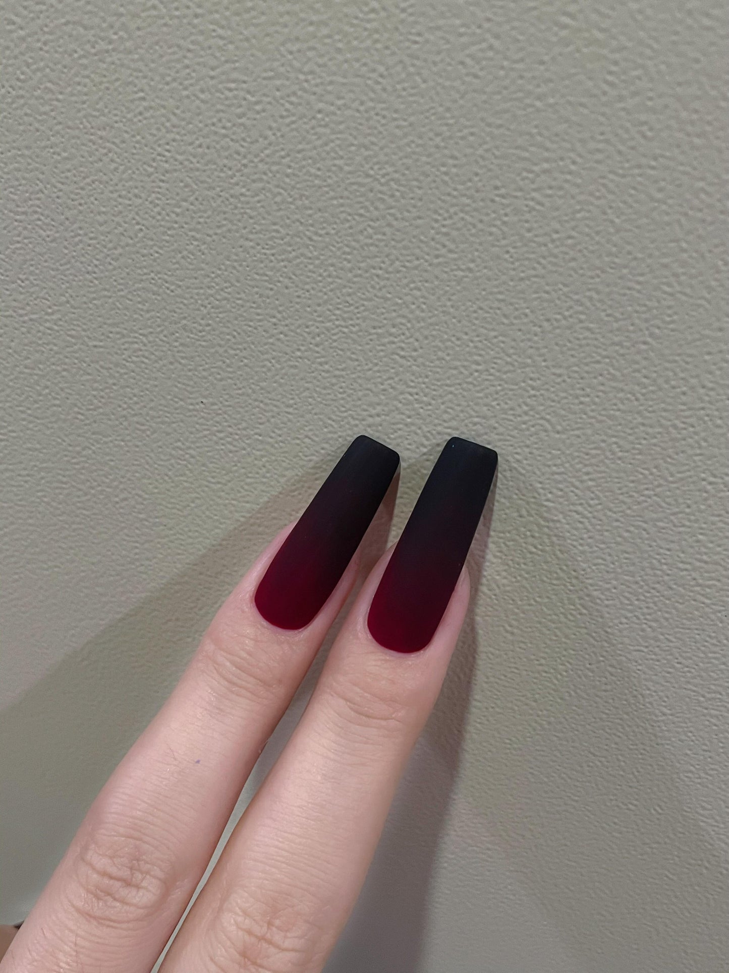 Red Black Ombre Press-On Nails — Handmade Matte Gothic Stiletto, Almond & Coffin Fake Nails