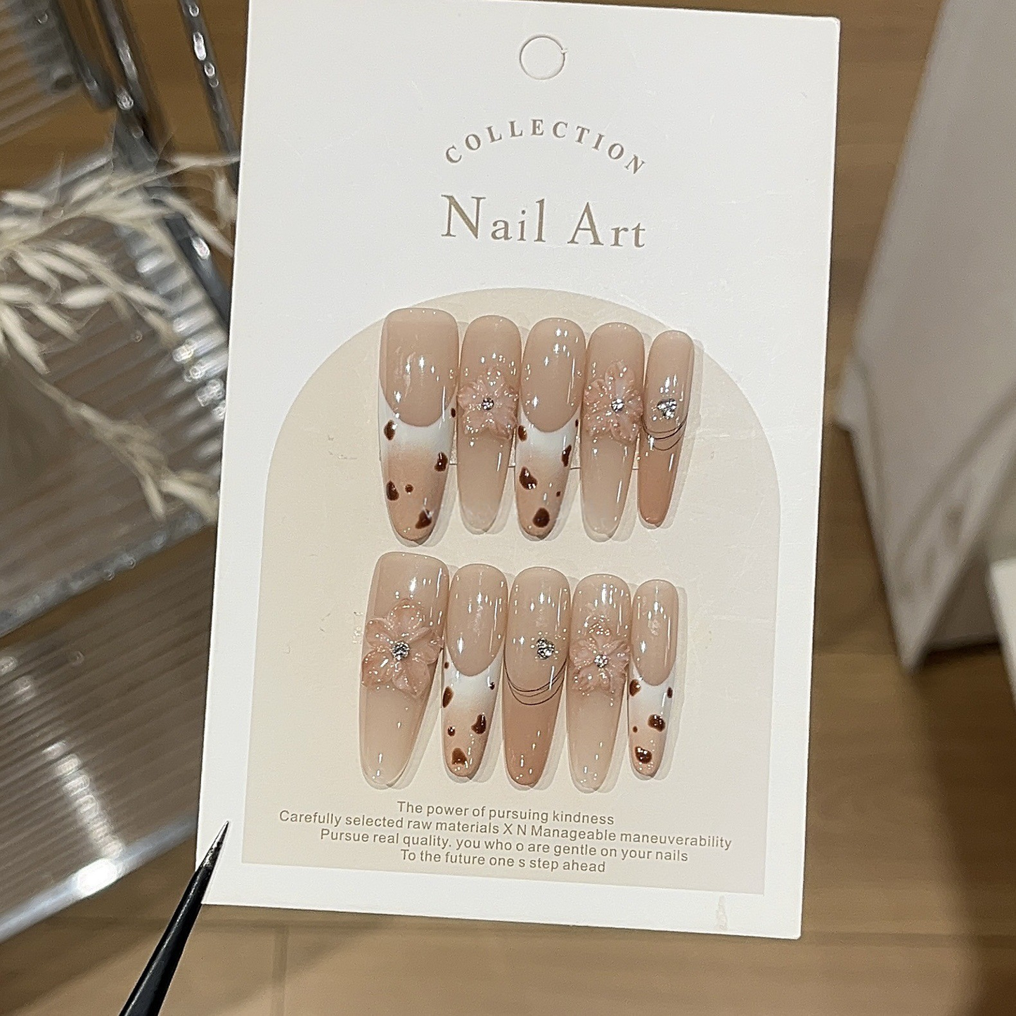 Handmade Berlin Dream Nude Leopard French 3D Press-On Nails