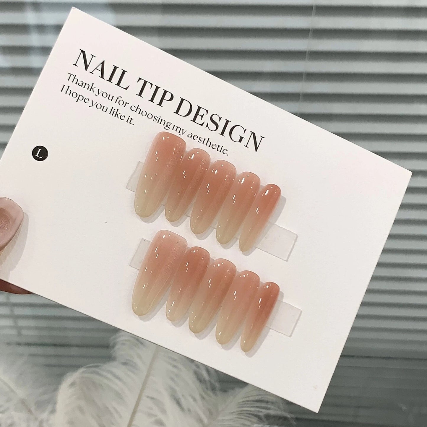 Sheer Peach Icy Gradient Press-On Nails | Handmade