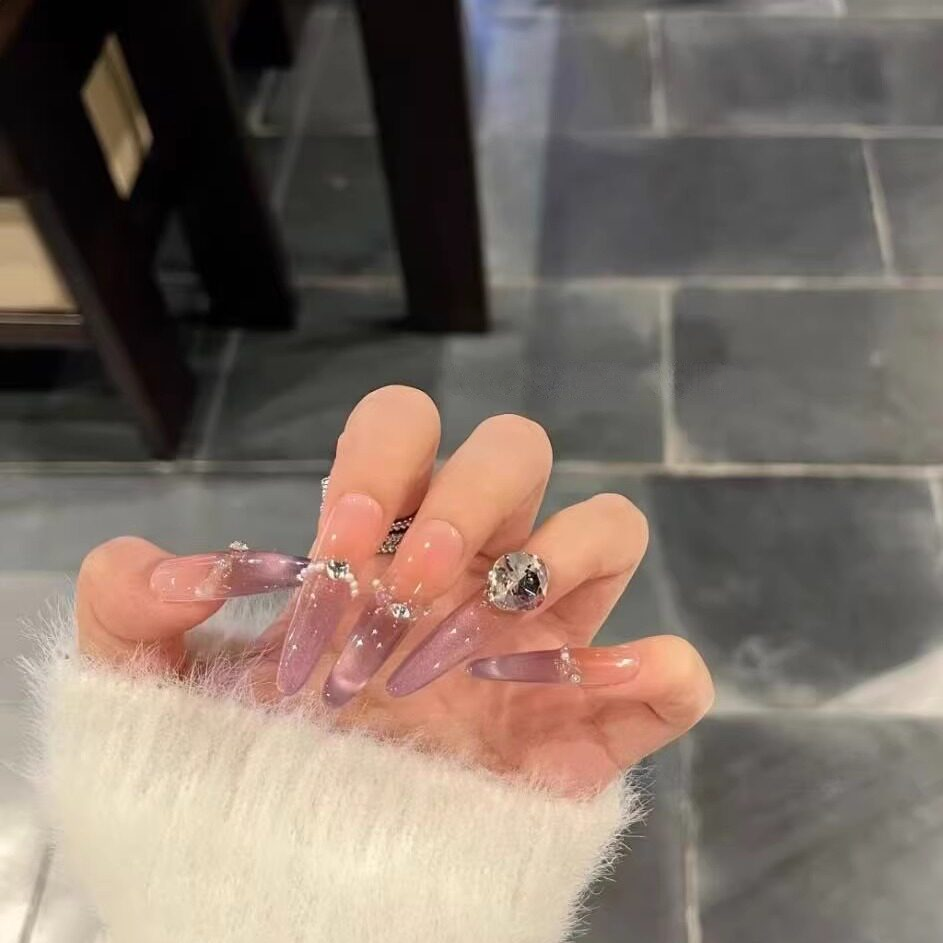 Misty Rose | Purple Gradient Cat-Eye French Press-On Nails