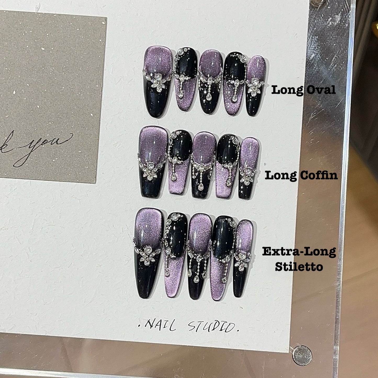 Violet Reverie Purple Cat-Eye Crystal Press-On Nails — Midnight Glam