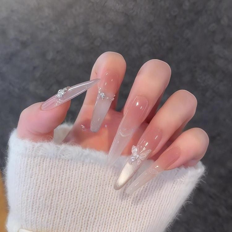 Lost Butterfly | Extra-Long Stiletto & Oval & Coffin Cat-Eye Press-On Nails