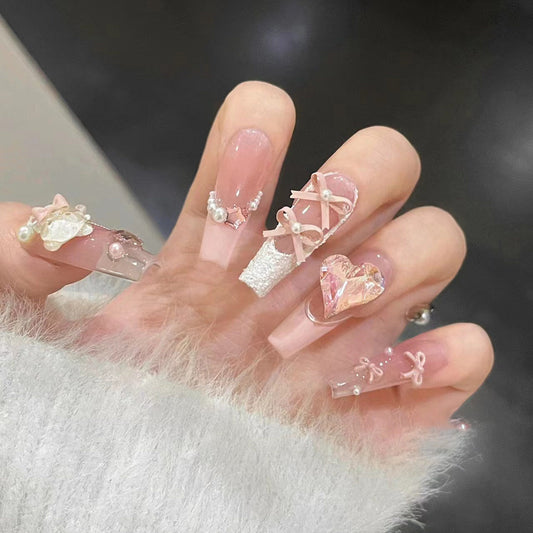Blush Keepsake Pink Textured French Press-On Nails — Bow & Bear Charm