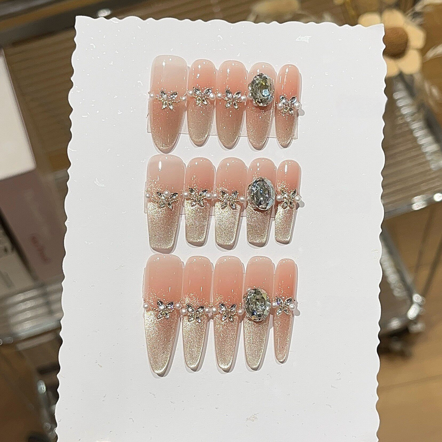 Peachy Galaxy | Cat-Eye Press-On Nails