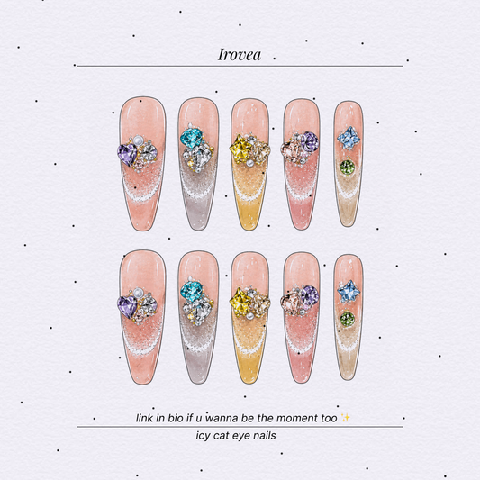 Dopamine Jewel Box Multicolor Gem Press-On Nails — Crystal Clusters