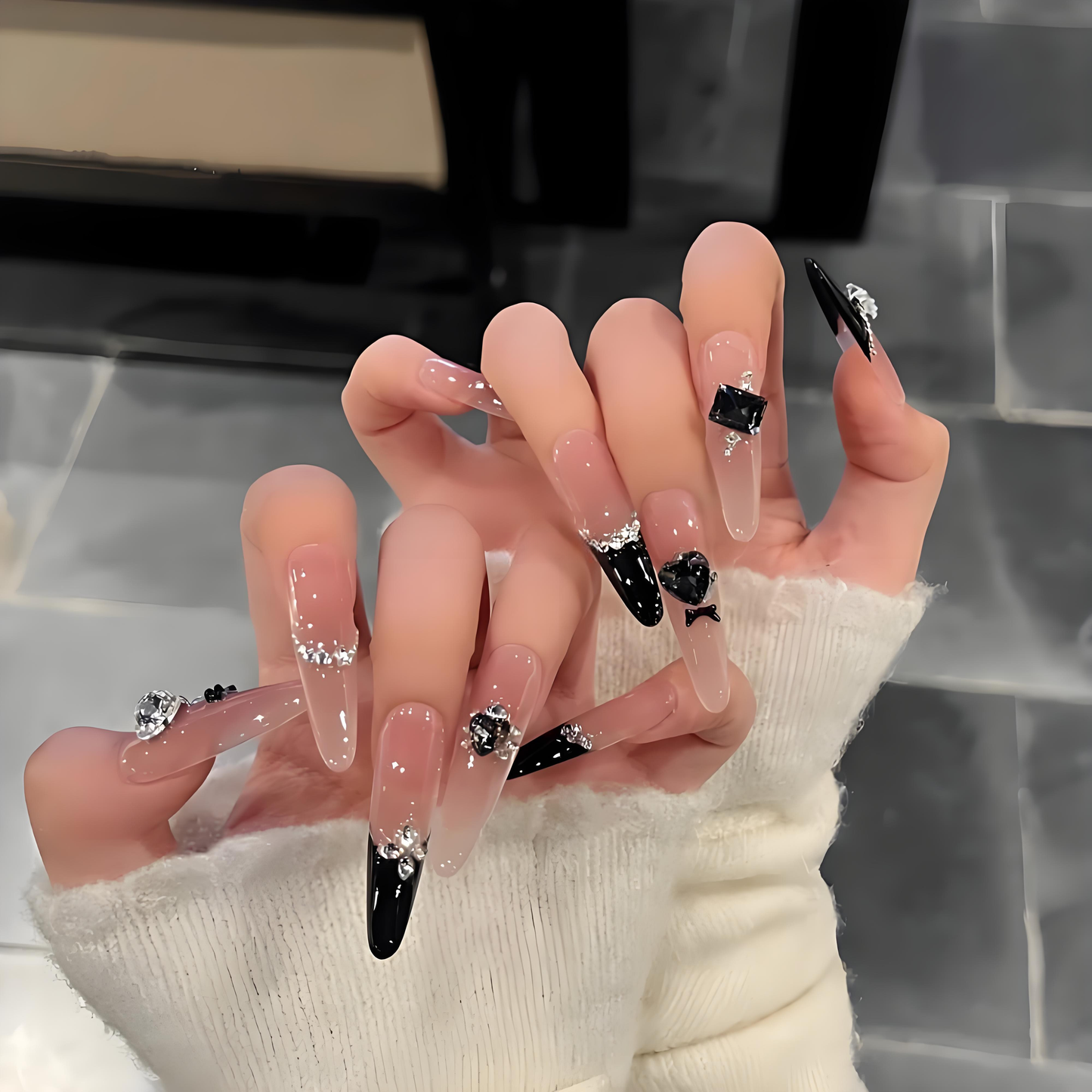 Black Thorn | Blush French Ombre Press-On Nails
