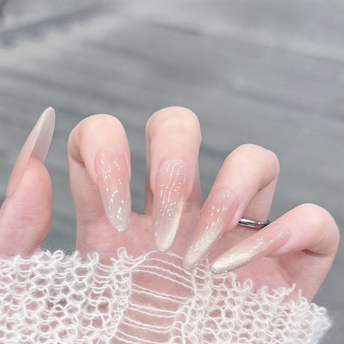 Cloud Candy | Dusty Rose Cat-Eye Press-On Nails