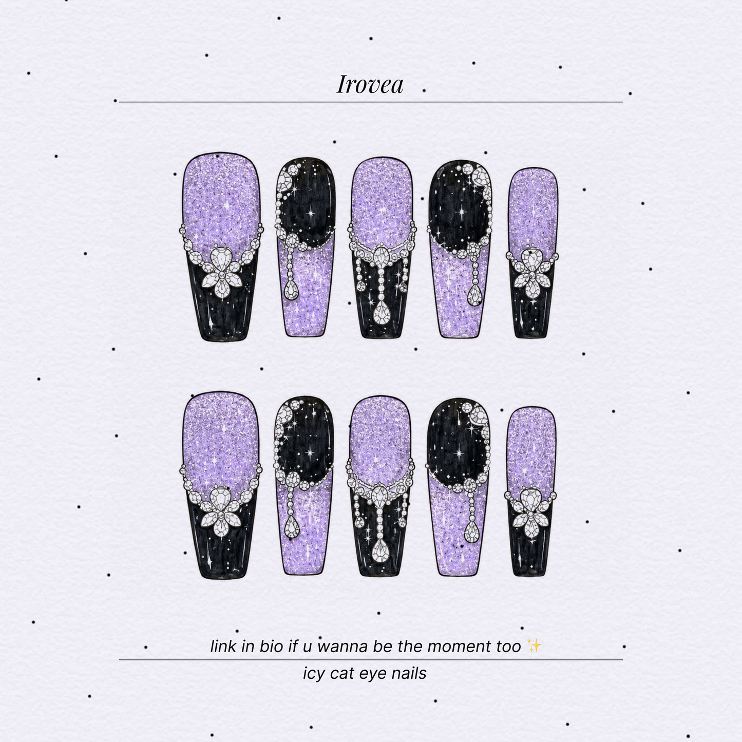 Violet Reverie Purple Cat-Eye Crystal Press-On Nails — Midnight Glam
