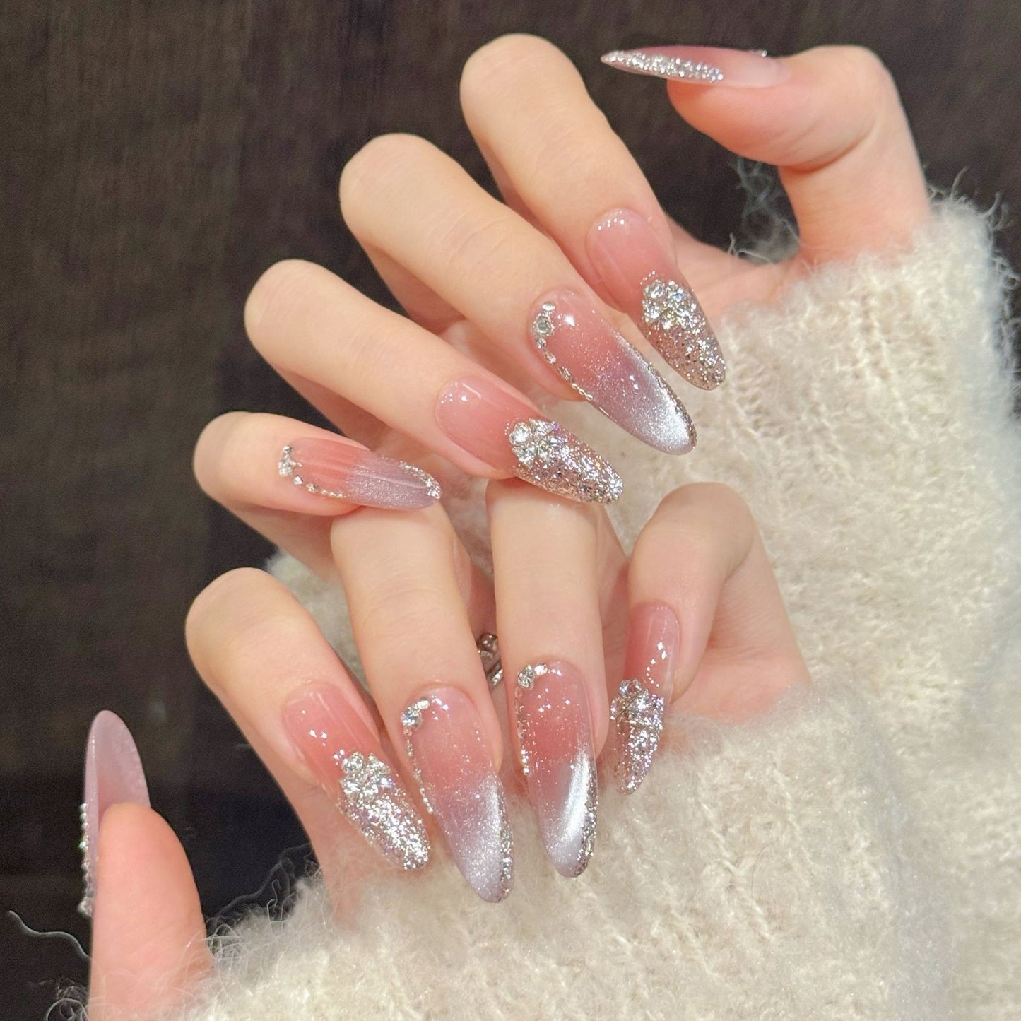 Yangmei Ice | Icy Purple Cat-Eye Press-On Nails