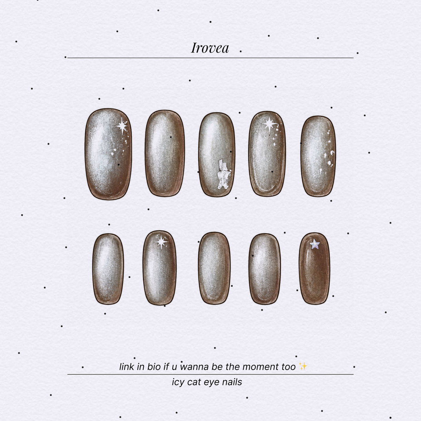 Midnight Stardust Black Cat-Eye Press-On Nails — Silver Star Short Nails (3 Shapes)