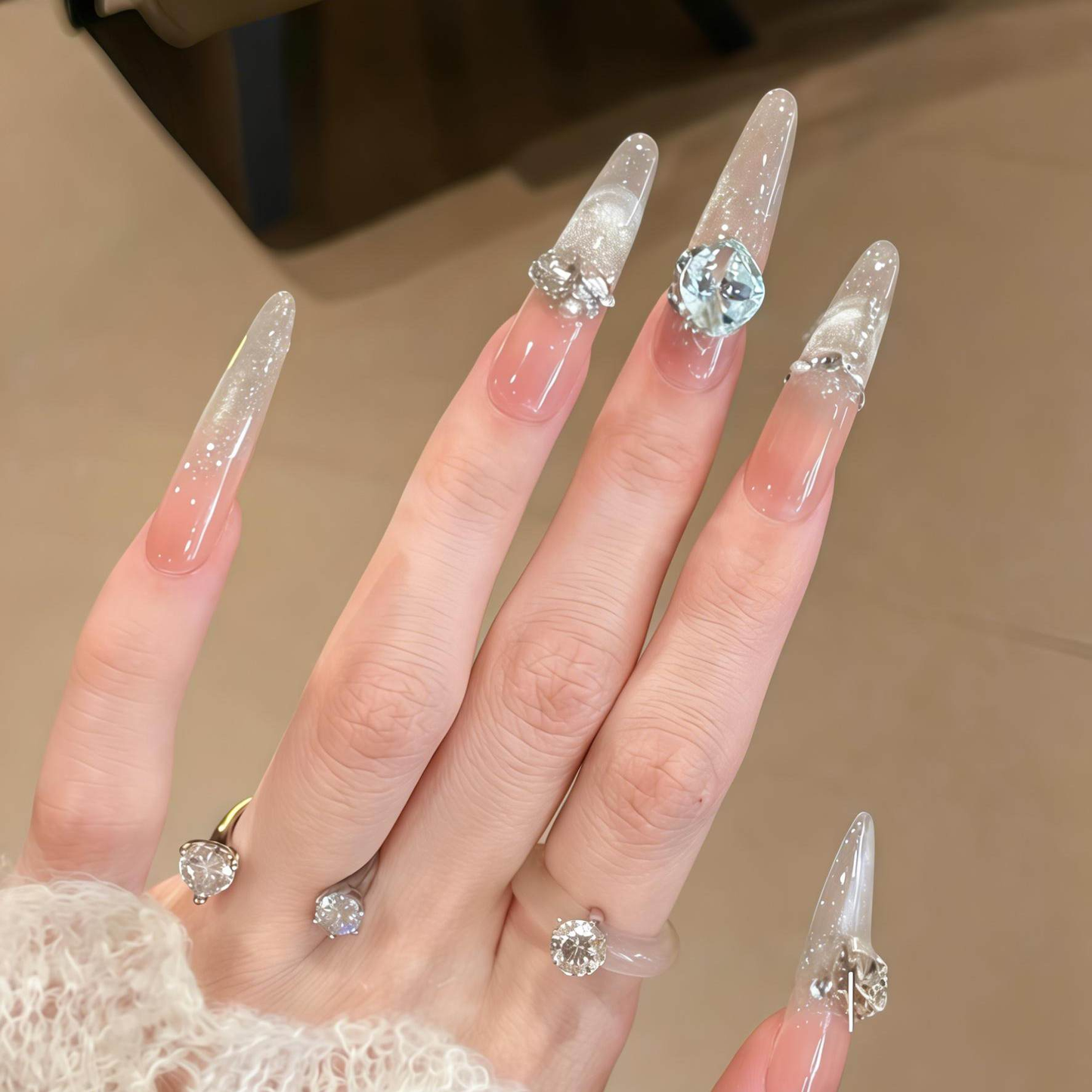 Ethereal Smile | Translucent Green Cat-Eye Press-On Nails
