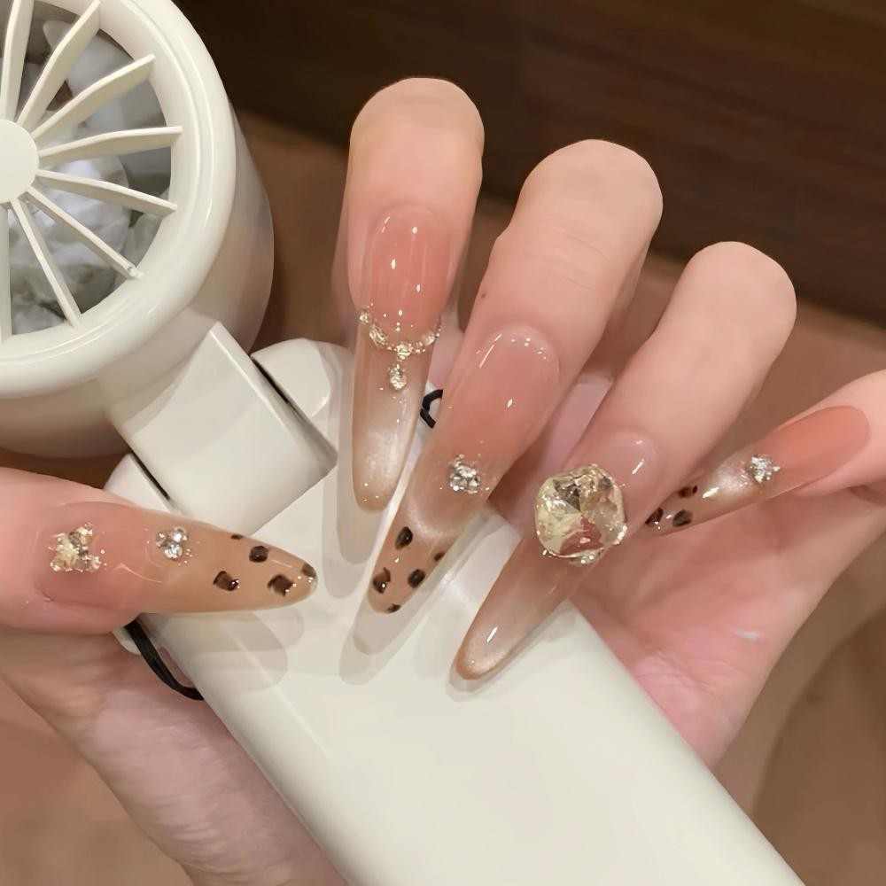 Maple Leopard | Blush Cat-Eye Press-On Nails