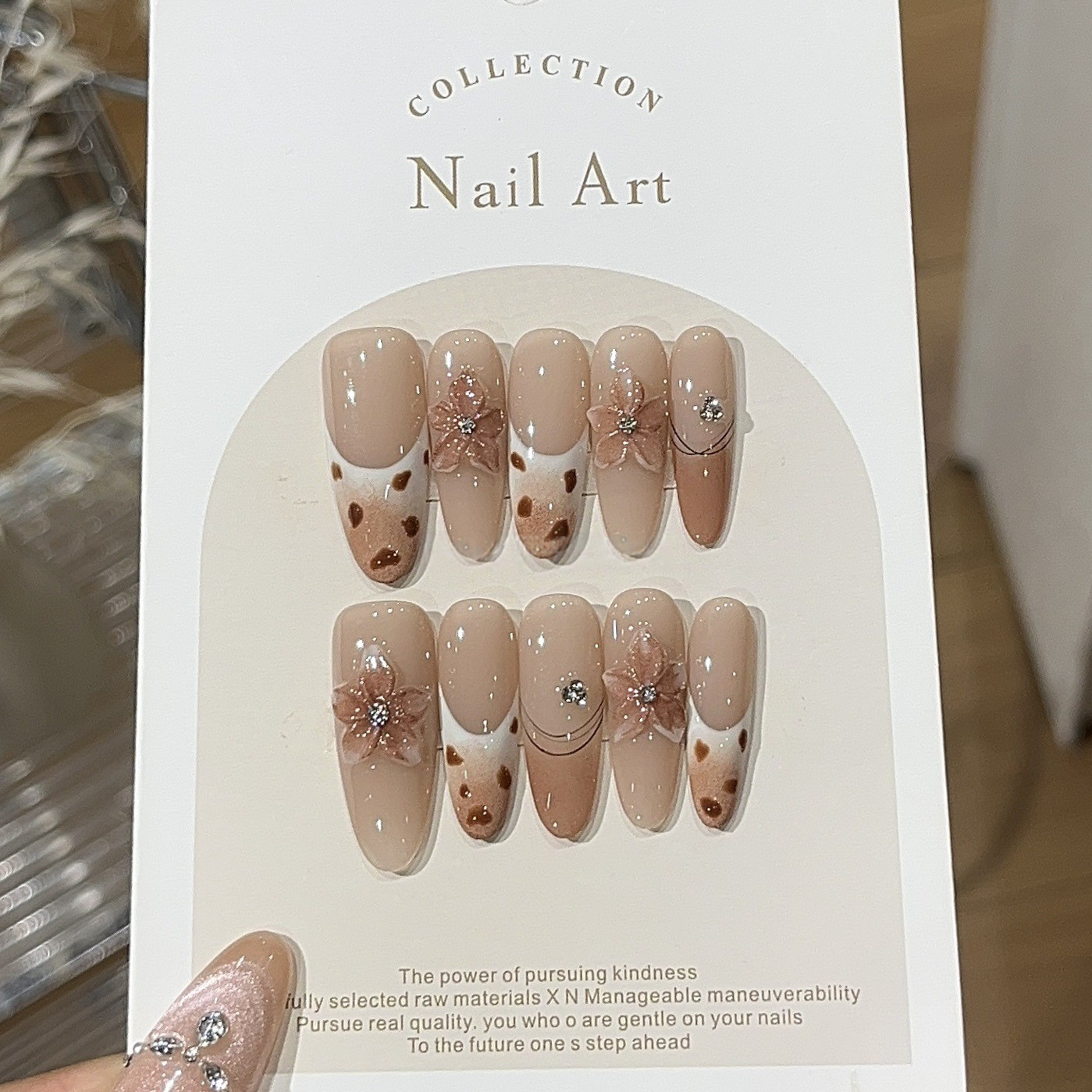 Handmade Berlin Dream Nude Leopard French 3D Press-On Nails