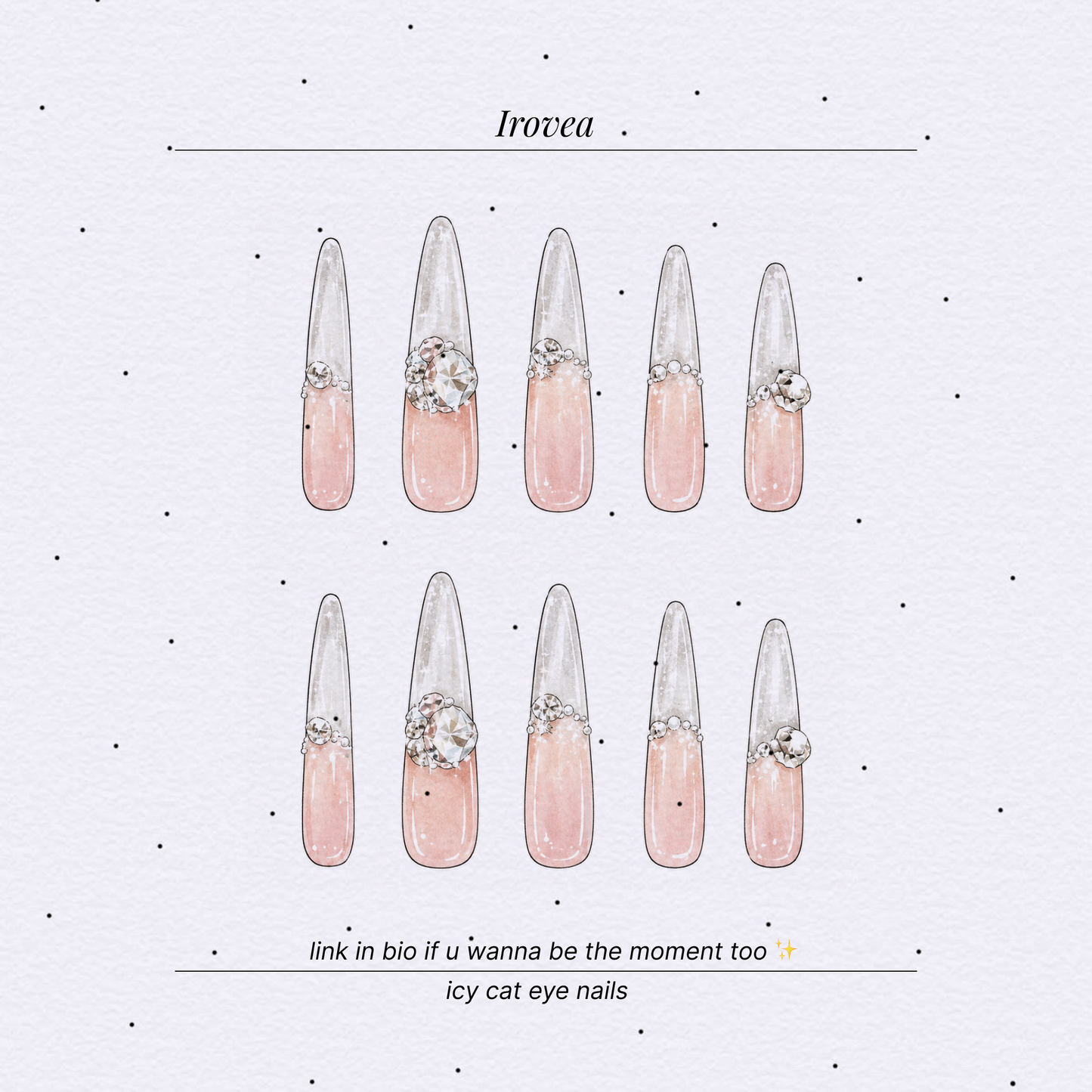Snowmelt Silver Cat-Eye Crystal Press-On Nails — Icy French