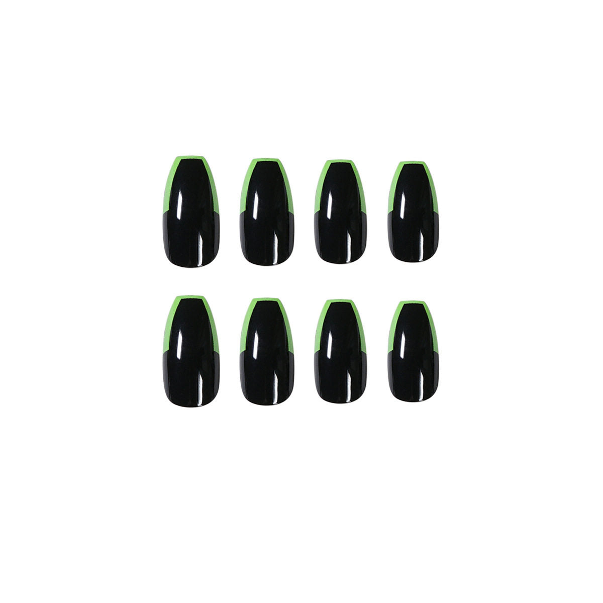 Black Green Graffiti Press-On Nails — Long Edgy Y2K Neon Statement Set