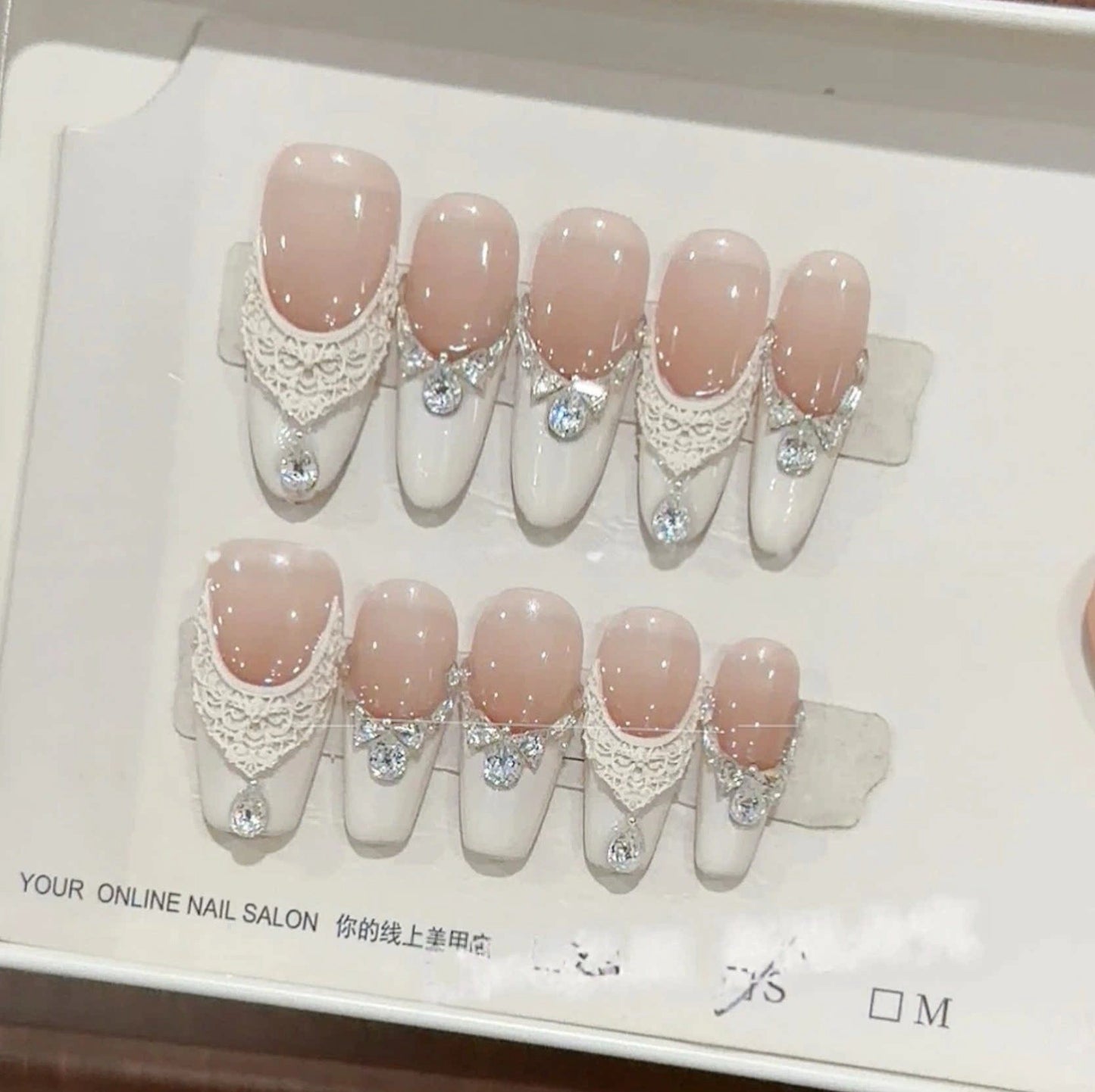 Falling in Love | White French Crystal Press-On Nails