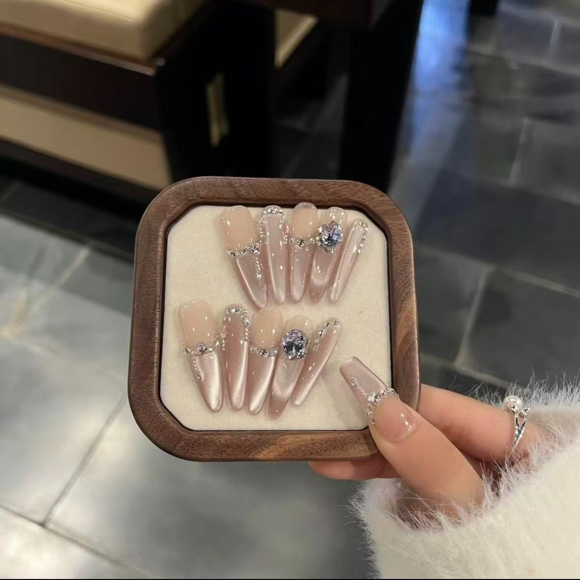 Oxygen | Nude Pink Smile French Cat-Eye Press-On Nails