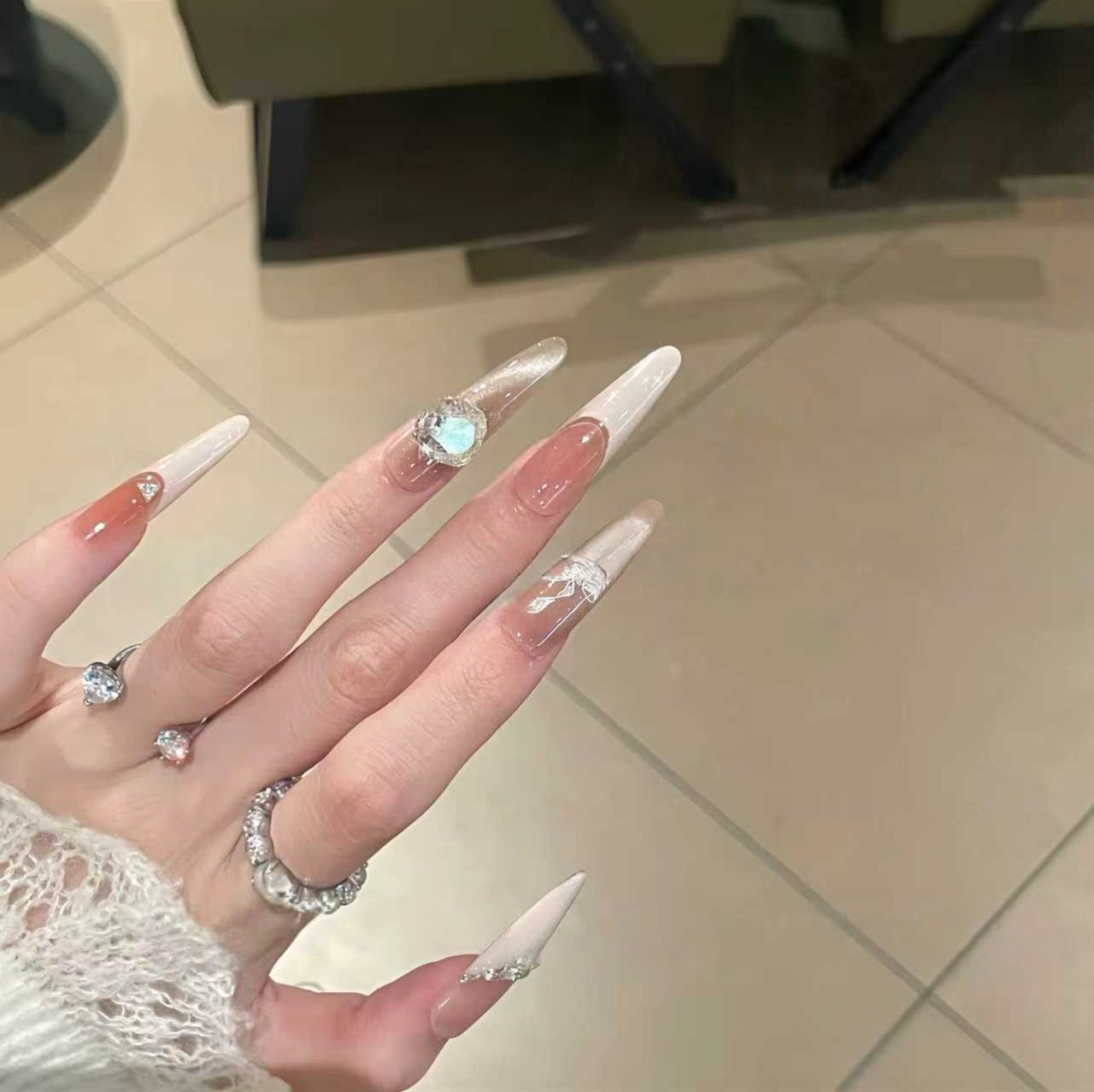 Cocoa Muffin | Peach Cat-Eye French Press-On Nails