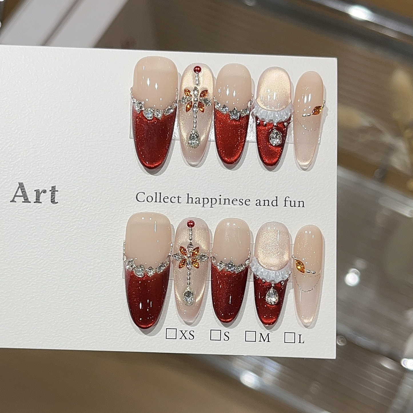 Wine Red Gown | Cat-Eye French Press-On Nails