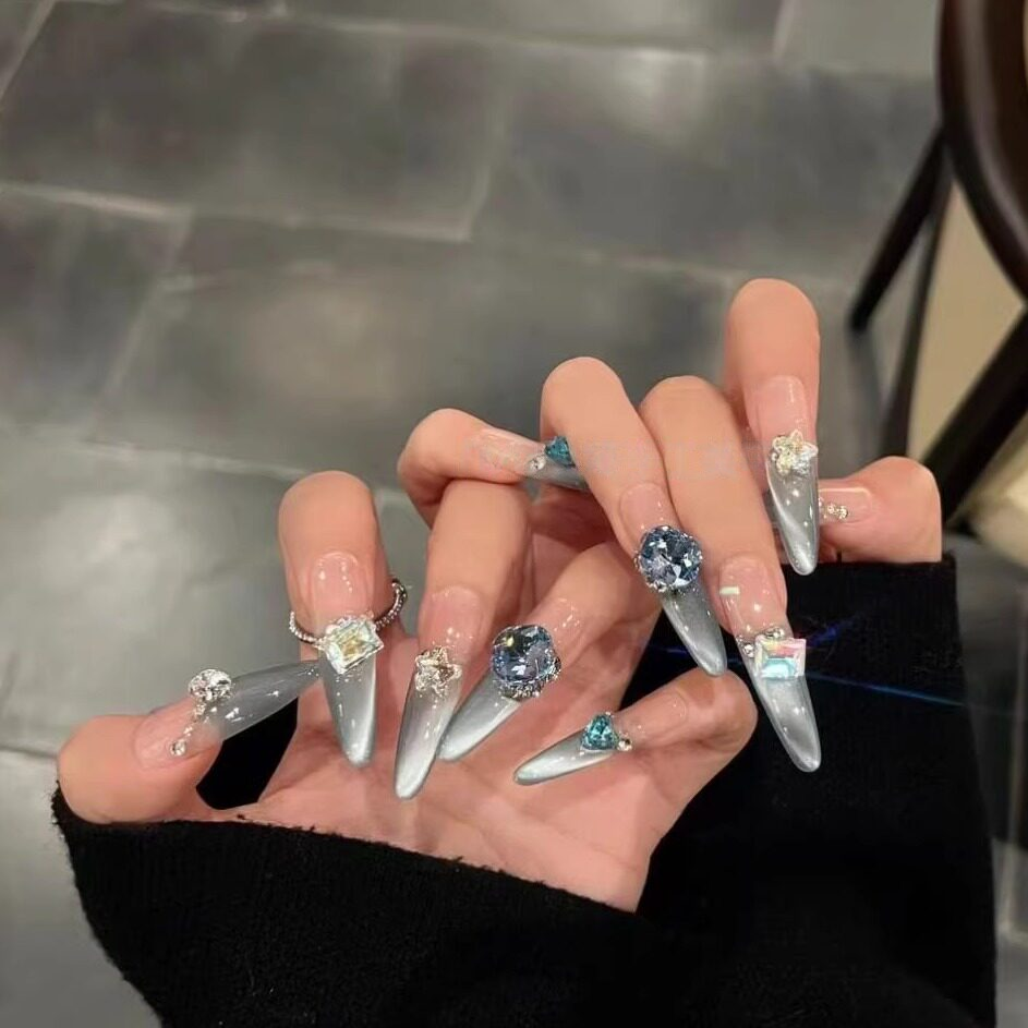 Blue Danube | Gradient Cat-Eye French Press-On Nails