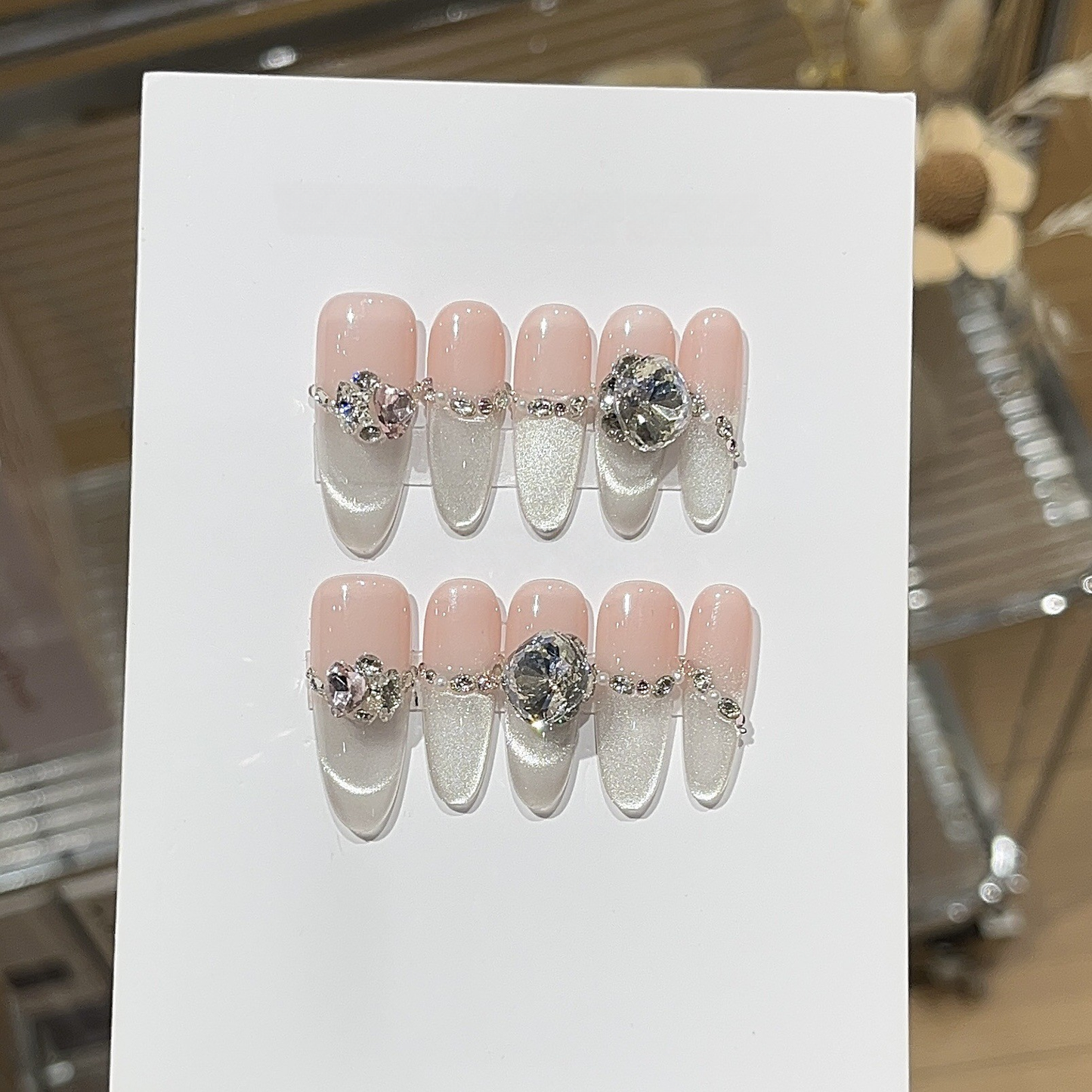 Frosted Starlight | Cat-Eye Press-On Nails