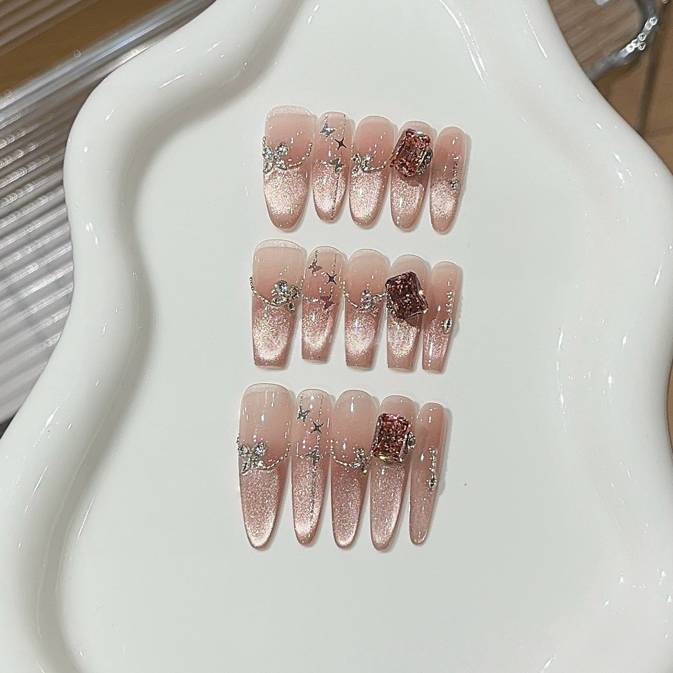 Berry Milk | Sparkling Matte Cat-Eye Press-On Nails
