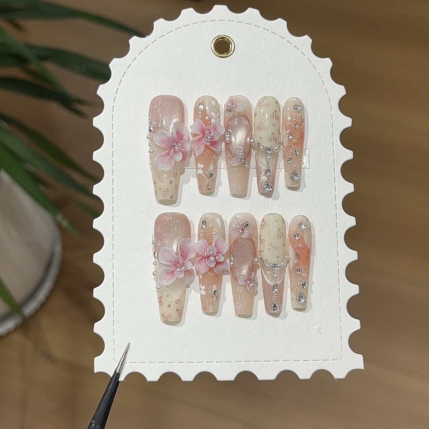Dream Garden | 3D Floral Rhinestone Press-On Nails