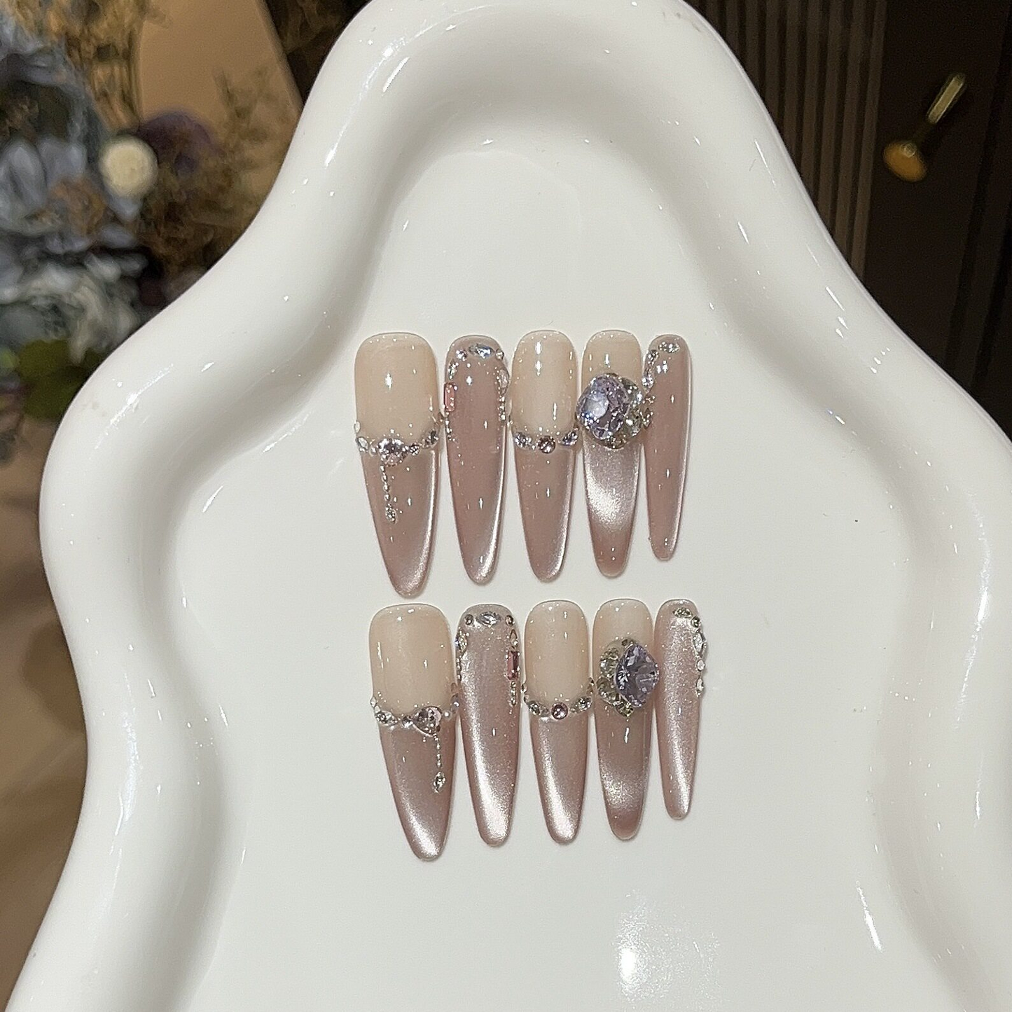 Oxygen | Nude Pink Smile French Cat-Eye Press-On Nails