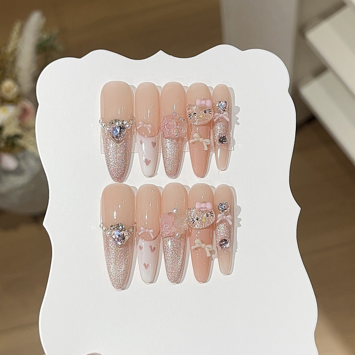 Sweet Bow French Cat-Eye Press-On Nails