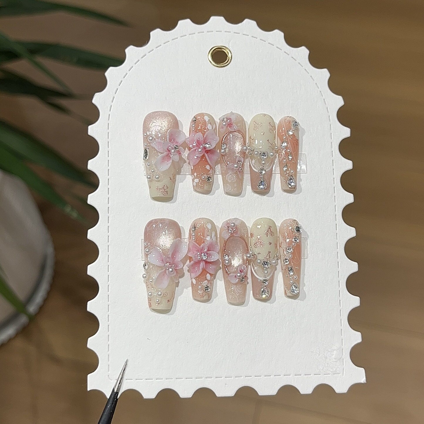 Dream Garden | 3D Floral Rhinestone Press-On Nails