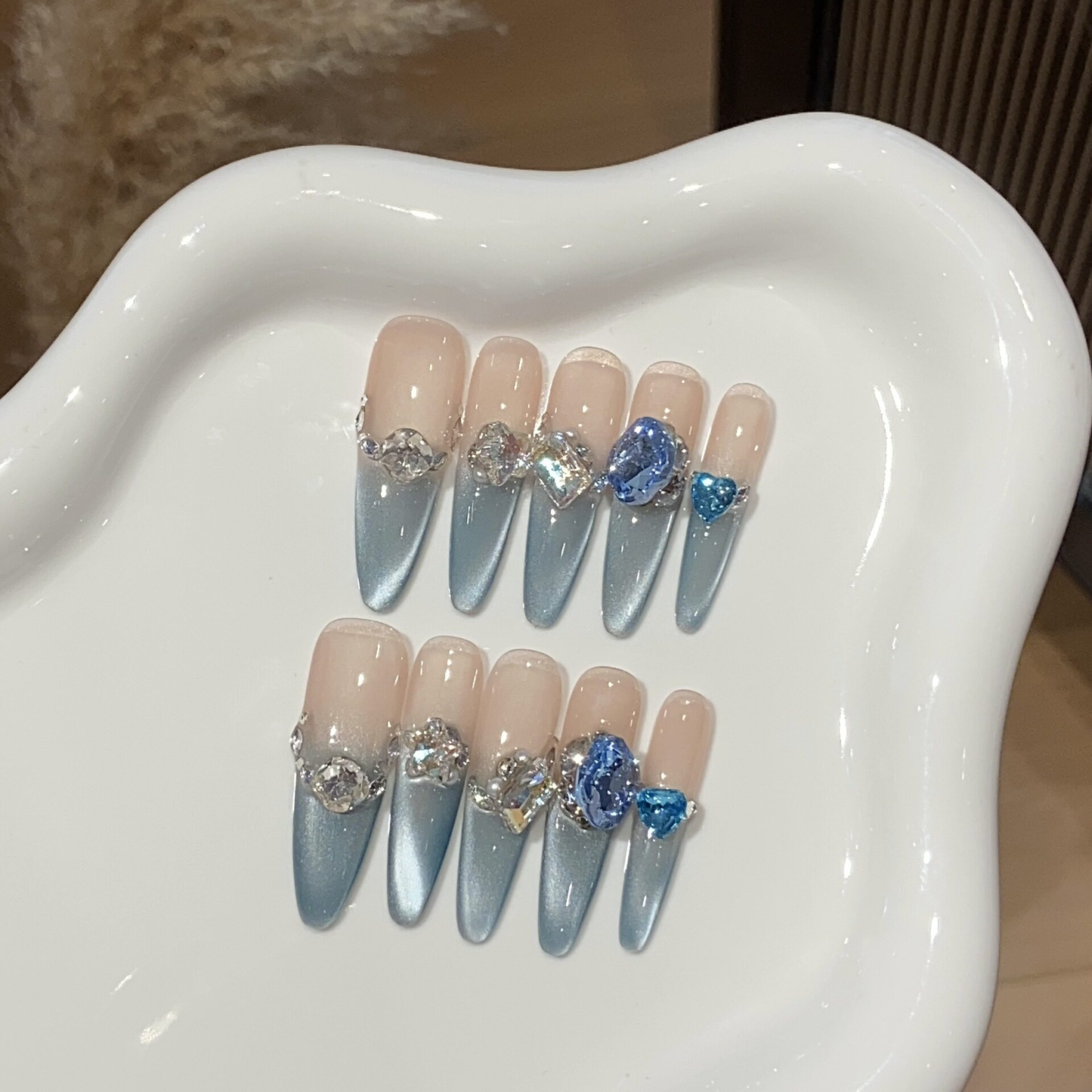 Blue Danube | Gradient Cat-Eye French Press-On Nails