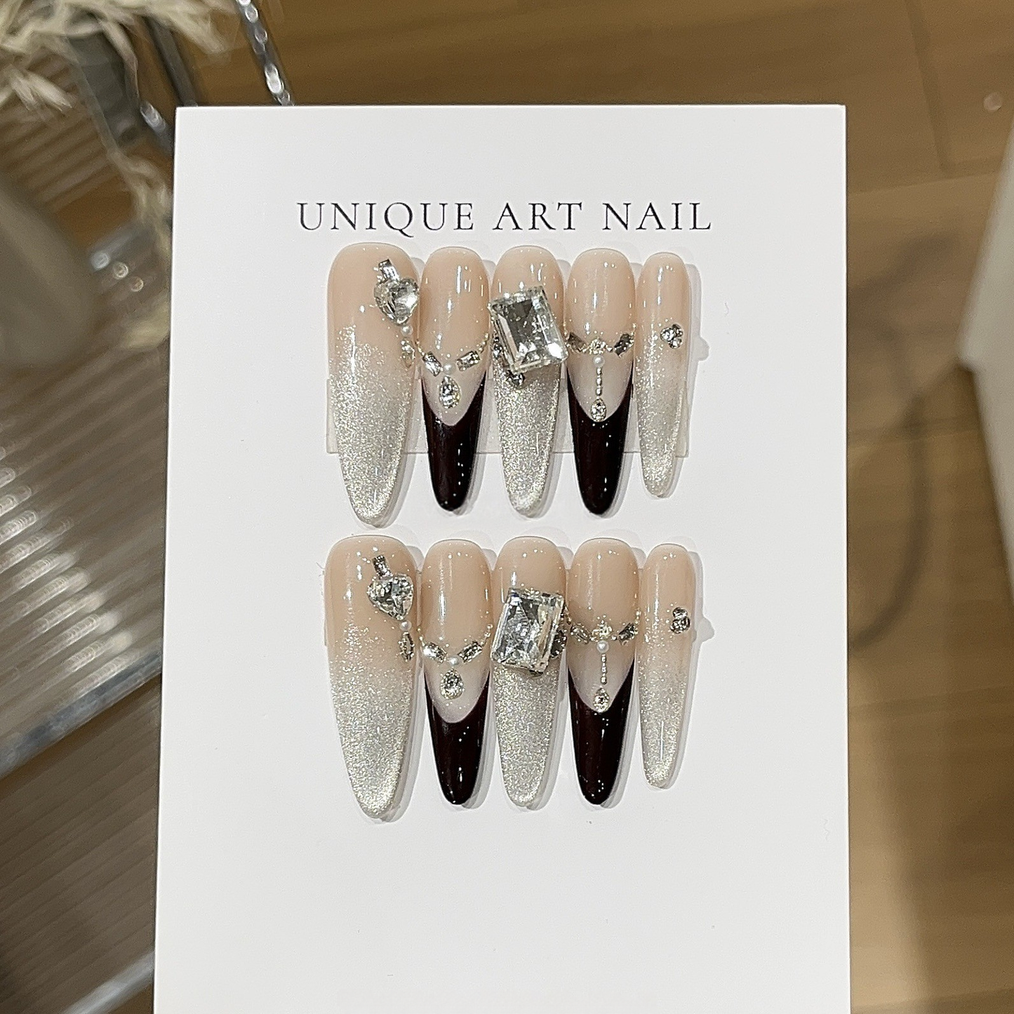 Frosted Dream | Black Cat-Eye Press-On Nails