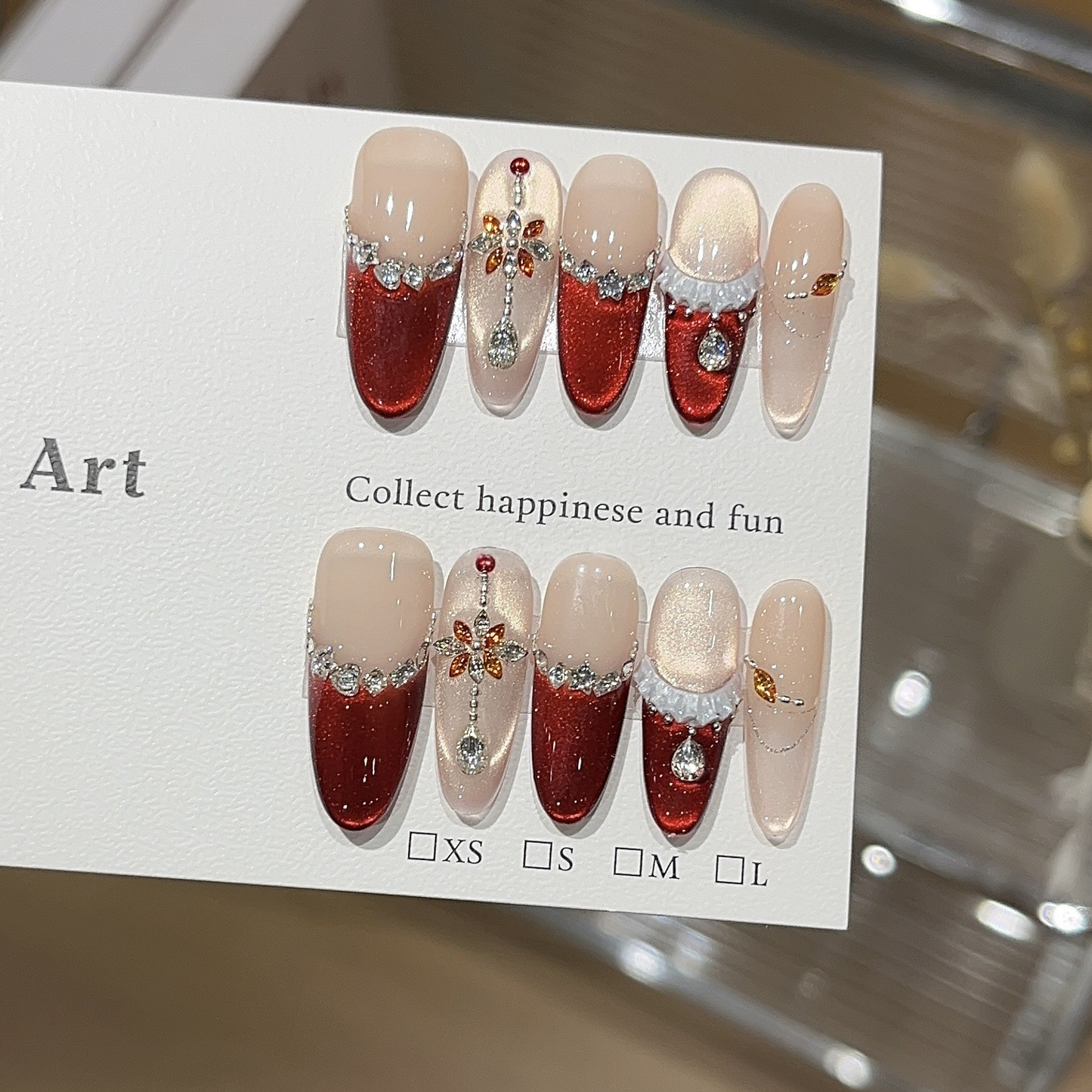 Wine Red Gown | Cat-Eye French Press-On Nails