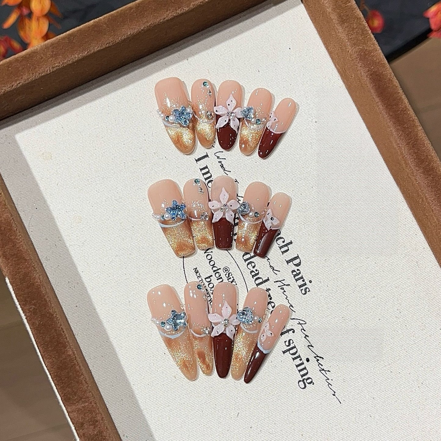 Evening Begonia | Amber Cat-Eye Press-On Nails