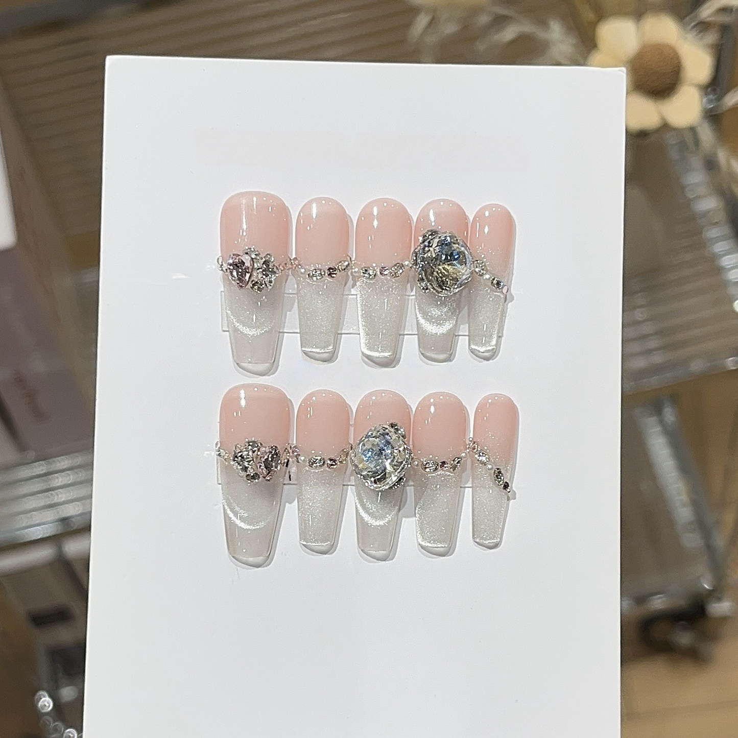 Frosted Starlight | Cat-Eye Press-On Nails