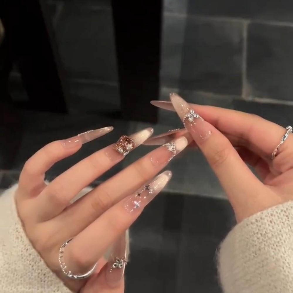 Berry Milk | Sparkling Matte Cat-Eye Press-On Nails