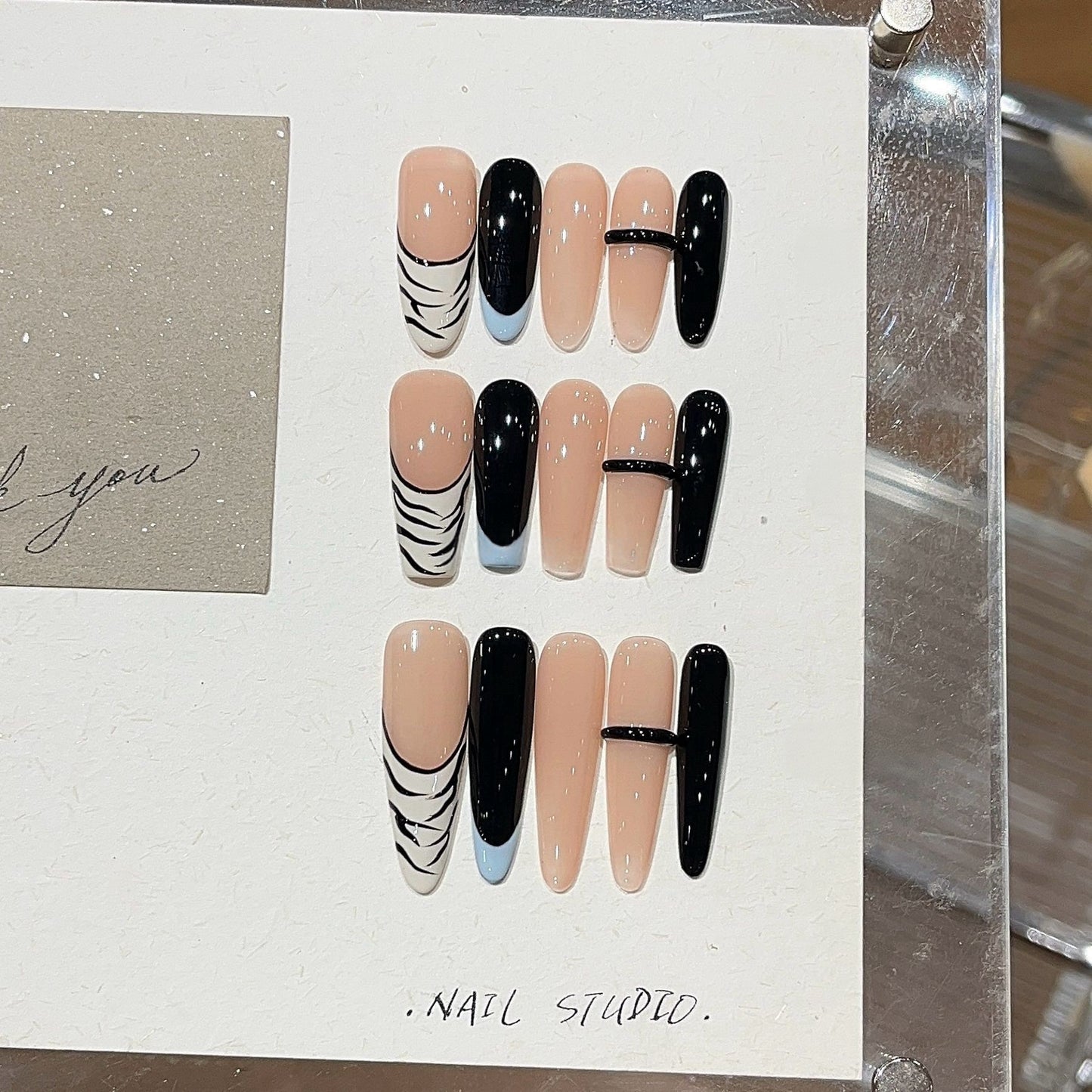 Zebra French Tip Press-On Nails