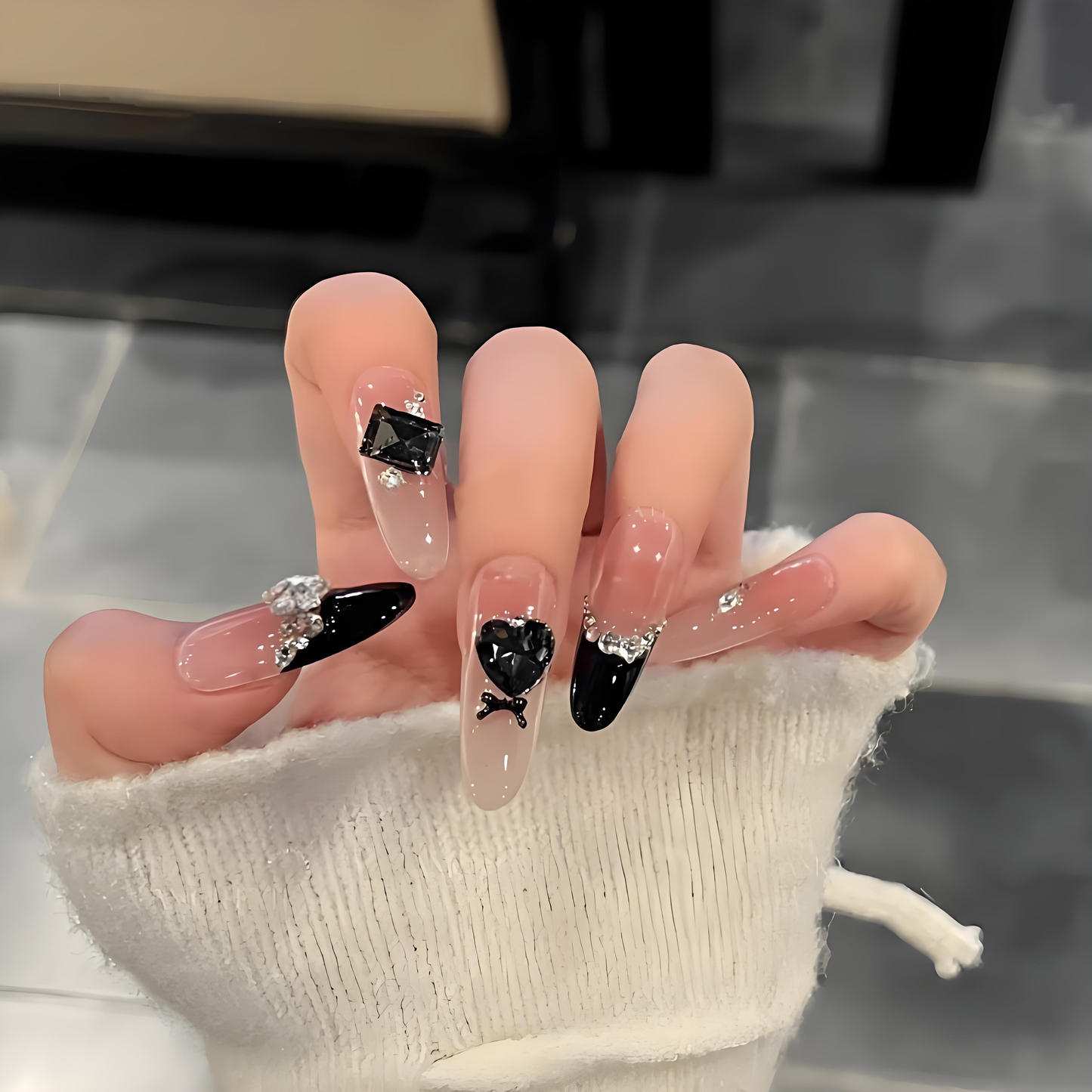 Black Thorn | Blush French Ombre Press-On Nails