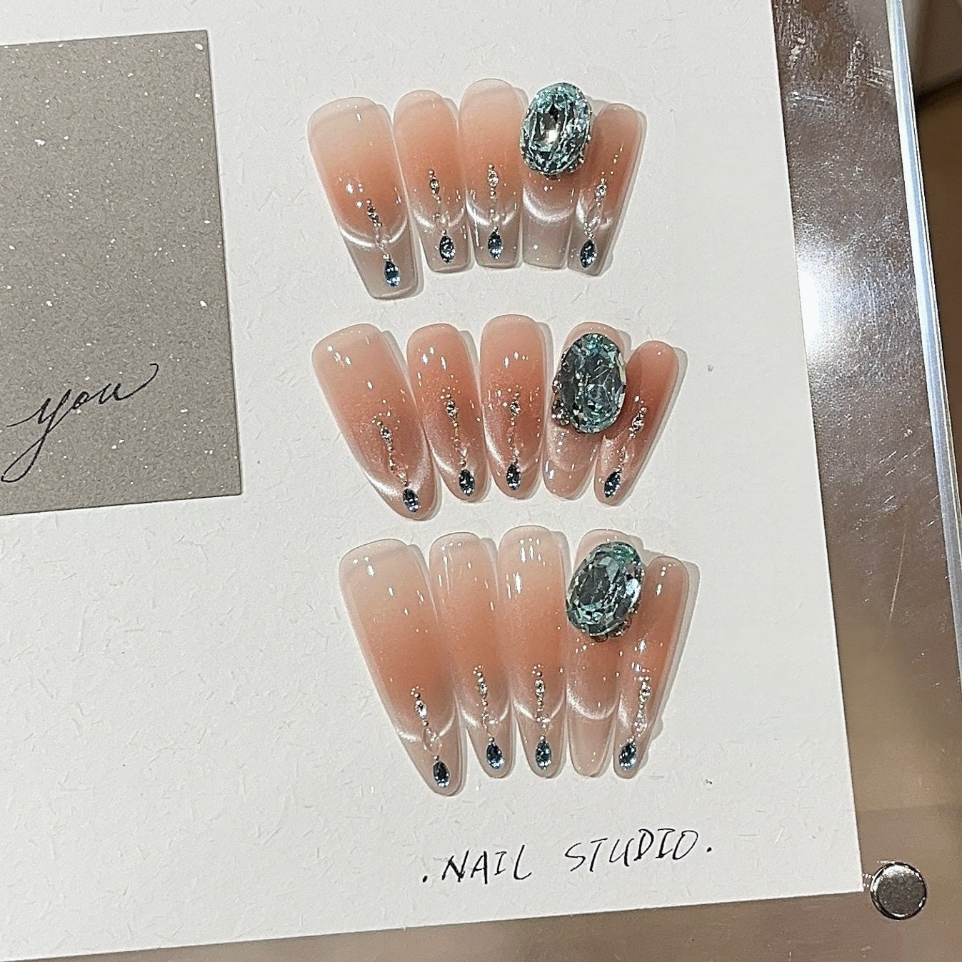 Mermaid Tears Icy Blue Cat-Eye Press-On Nails