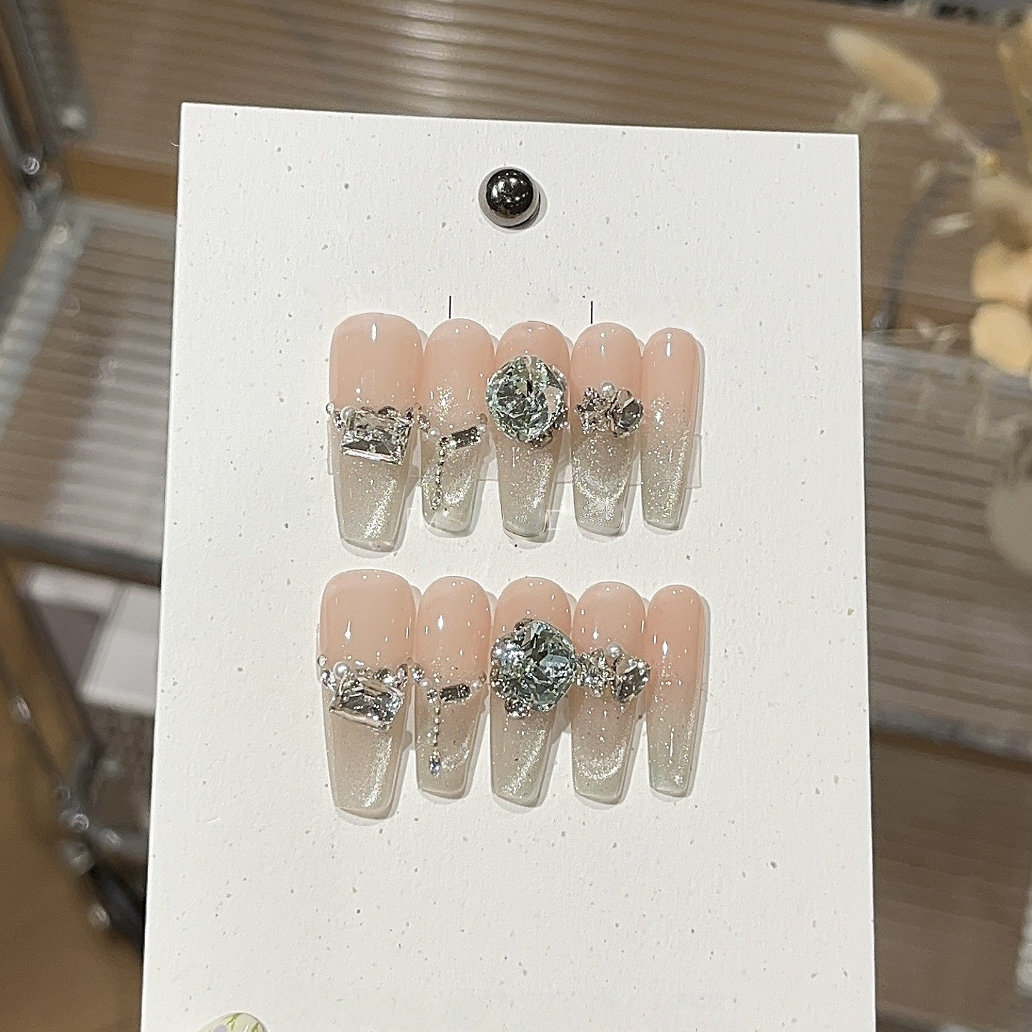 Ethereal Smile | Translucent Green Cat-Eye Press-On Nails