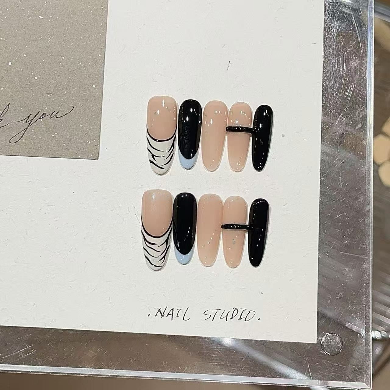 Zebra French Tip Press-On Nails