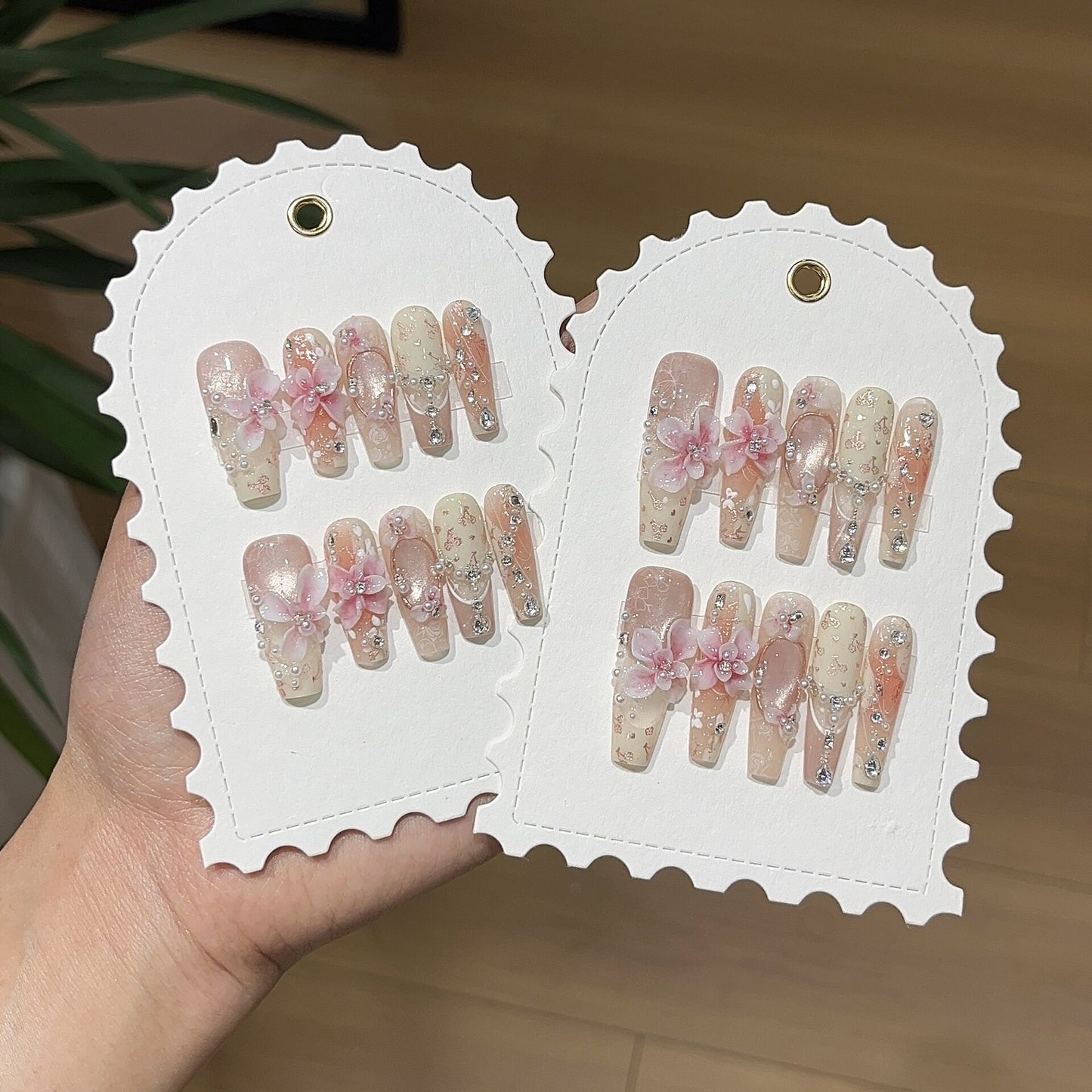 Dream Garden | 3D Floral Rhinestone Press-On Nails