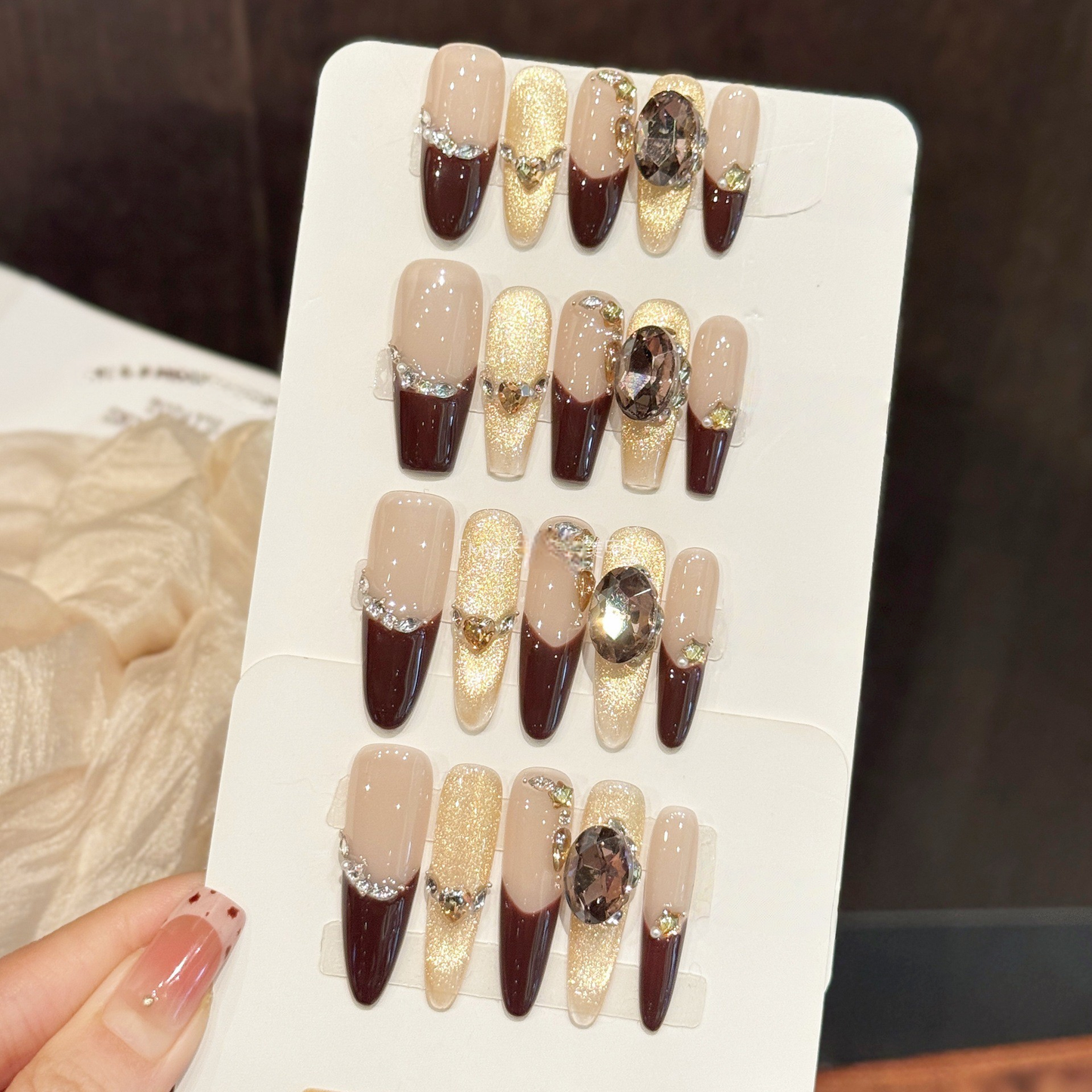 Caramel Latte | French Cat-Eye Press-On Nails