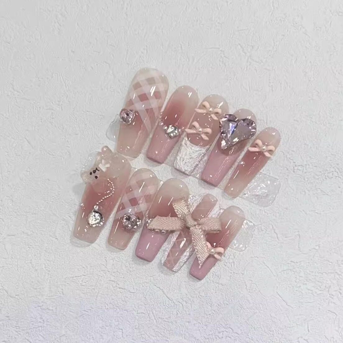 Blush Keepsake Pink Textured French Press-On Nails — Bow & Bear Charm