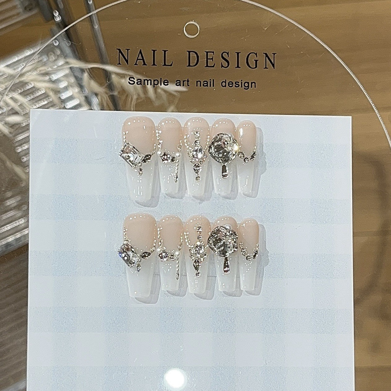 Icy Moonstone | White & Pink Press-On Nails