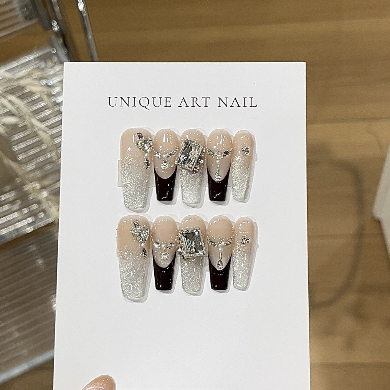 Frosted Dream | Black Cat-Eye Press-On Nails
