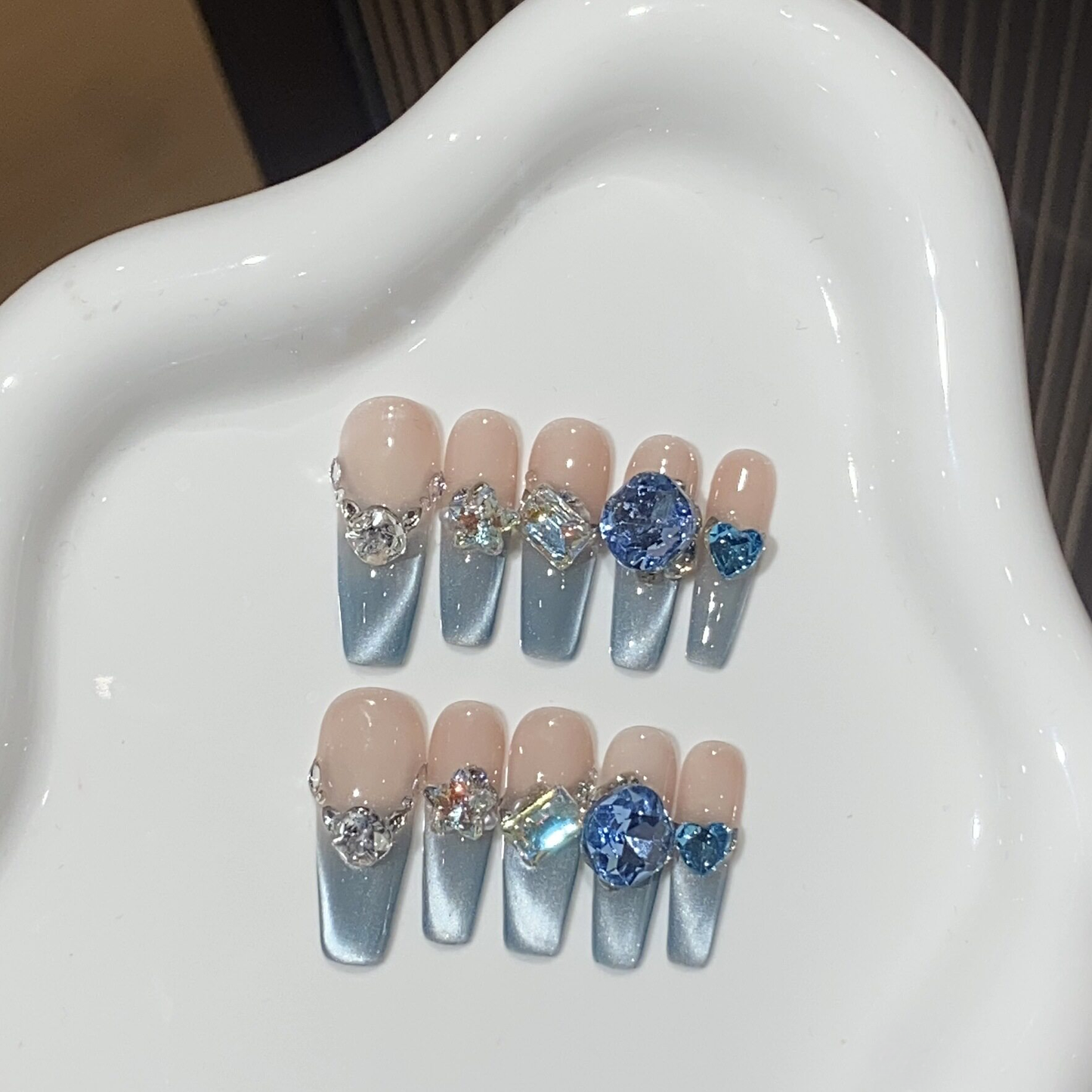 Blue Danube | Gradient Cat-Eye French Press-On Nails