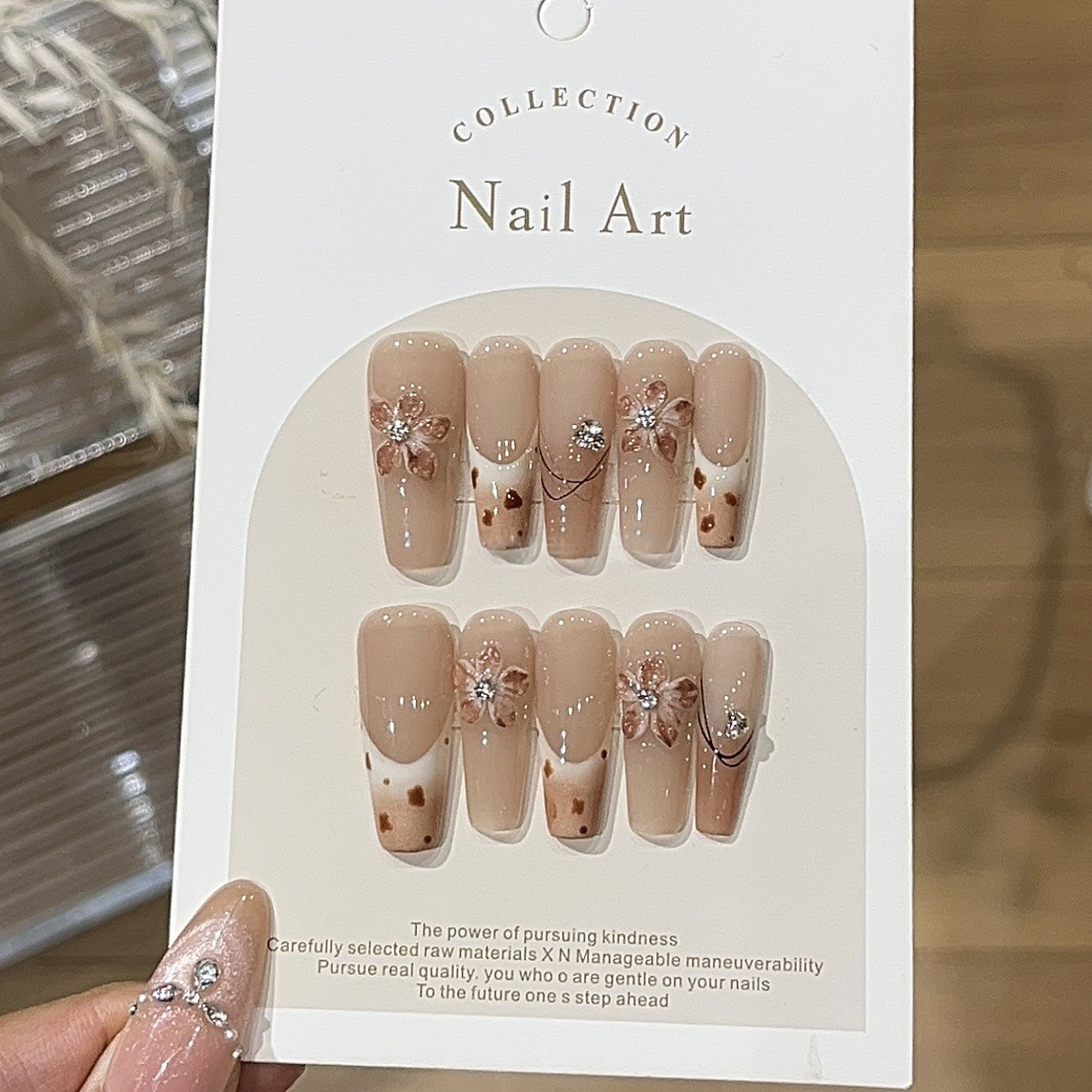 Handmade Berlin Dream Nude Leopard French 3D Press-On Nails